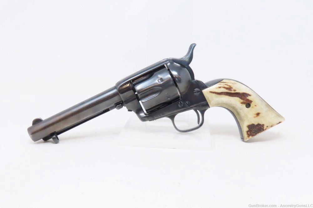 BLACK POWDER FRAME Antique COLT SAA “PEACEMAKER” .44 Revolver STAG GRIP    -img-1