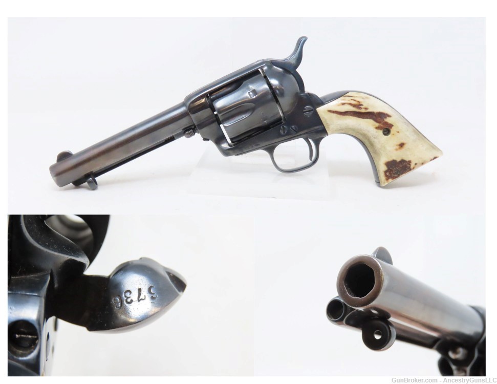 BLACK POWDER FRAME Antique COLT SAA “PEACEMAKER” .44 Revolver STAG GRIP    -img-0