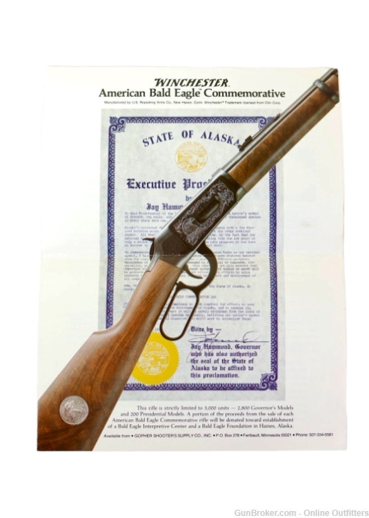 Winchester 94 XTR American Bald Eagle Commemorative 375 Win 20" WLNT Stock-img-15
