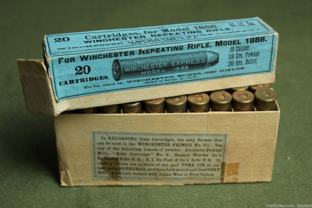 20 Rare Antique Factory Winchester 1886 50-110 Express 300 Gr X Bullet Ammo-img-0