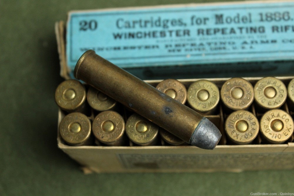 20 Rare Antique Factory Winchester 1886 50-110 Express 300 Gr X Bullet Ammo-img-2