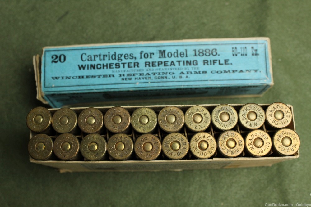 20 Rare Antique Factory Winchester 1886 50-110 Express 300 Gr X Bullet Ammo-img-1