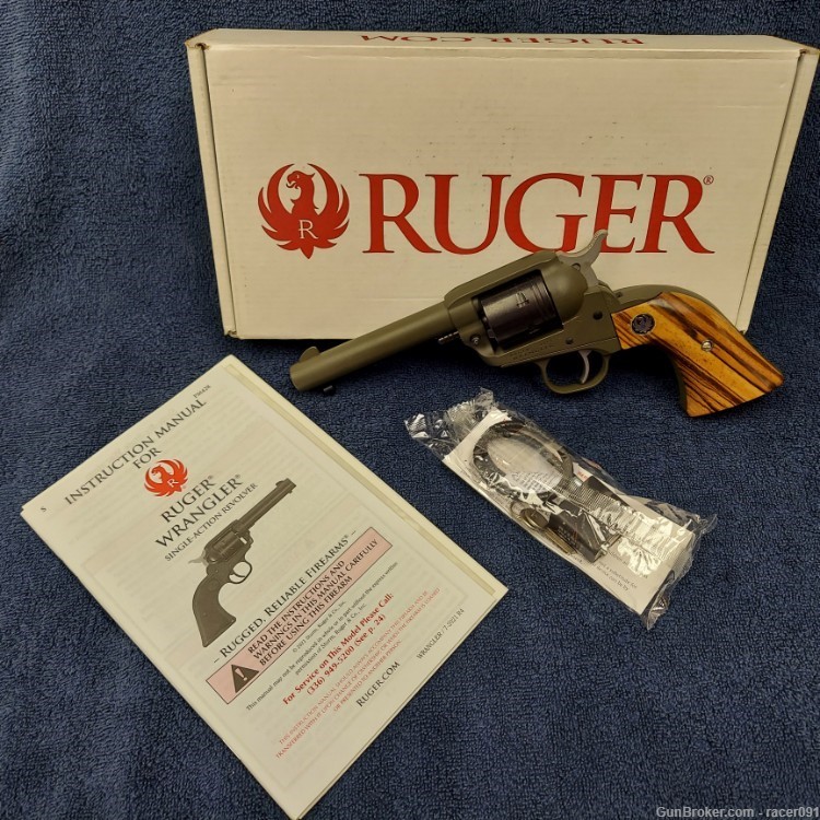 RUGER WRANGLER SINGLE ACTION REVOLVER .22LR O/D GREEN CERAKOTE 4-5/8" BBL-img-0