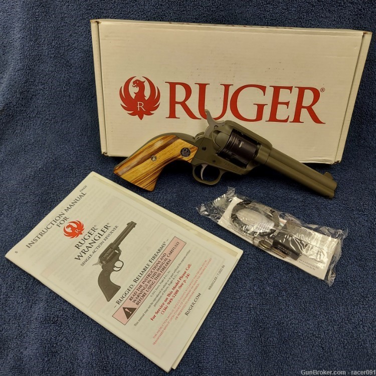 RUGER WRANGLER SINGLE ACTION REVOLVER .22LR O/D GREEN CERAKOTE 4-5/8" BBL-img-1