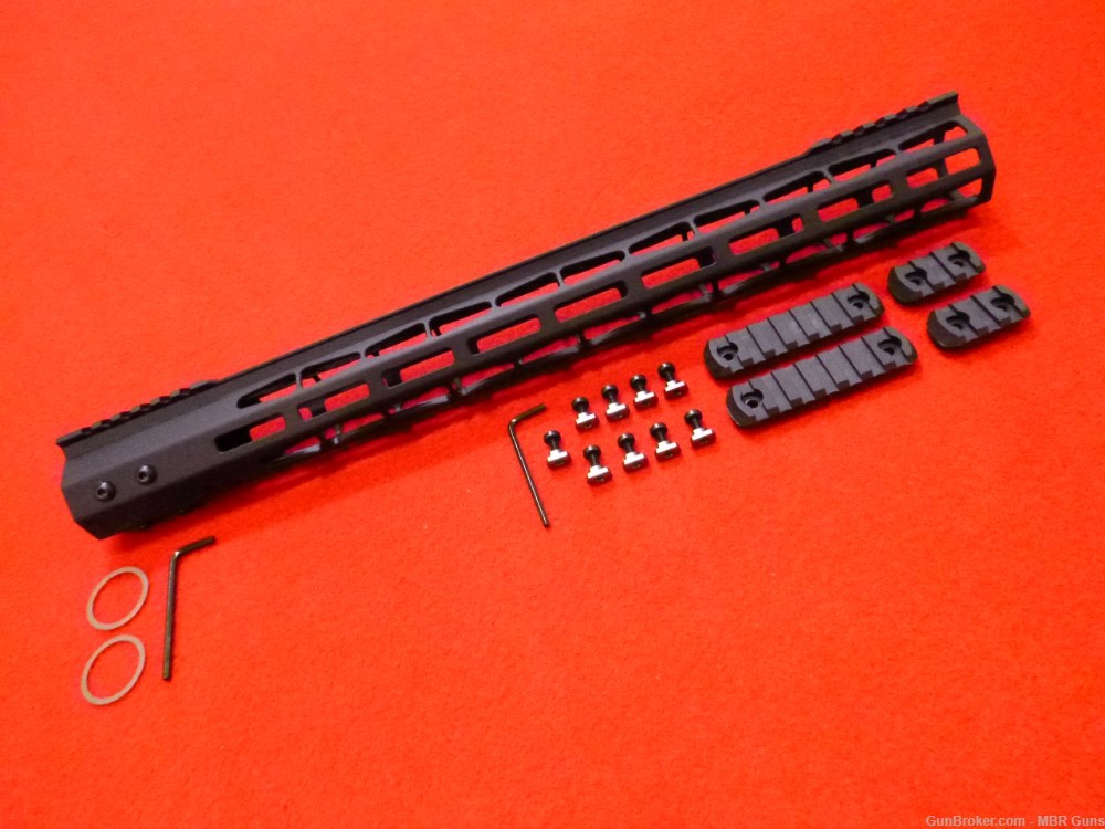 AR 15 17" M-Lok Lightweight Freefloat Rail 6061-T6 Aluminum w/Rail Sections-img-1