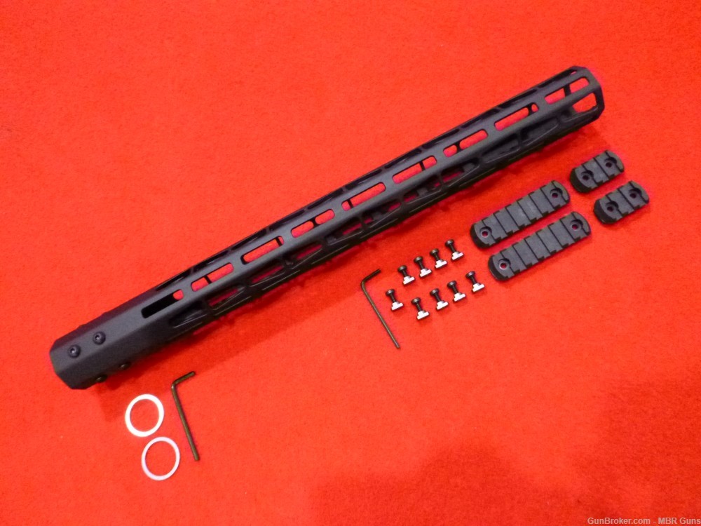 AR 15 17" M-Lok Lightweight Freefloat Rail 6061-T6 Aluminum w/Rail Sections-img-4