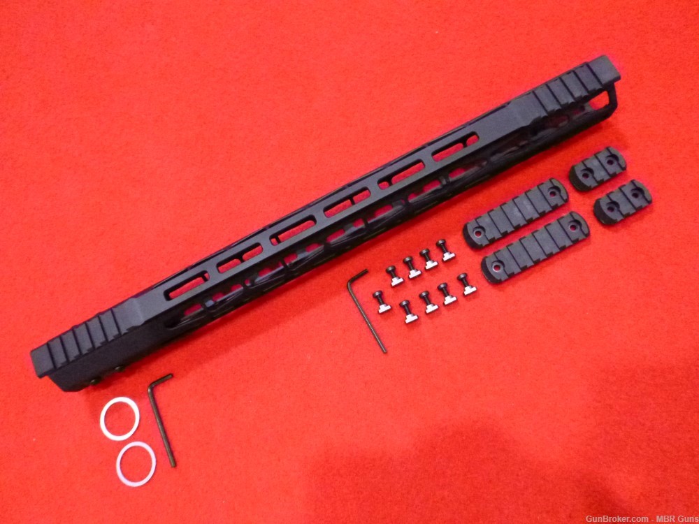 AR 15 17" M-Lok Lightweight Freefloat Rail 6061-T6 Aluminum w/Rail Sections-img-2