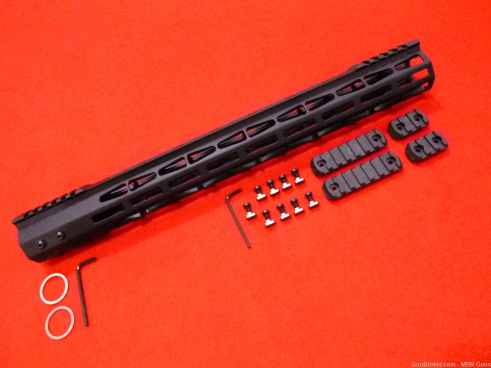 AR 15 17" M-Lok Lightweight Freefloat Rail 6061-T6 Aluminum w/Rail Sections-img-0