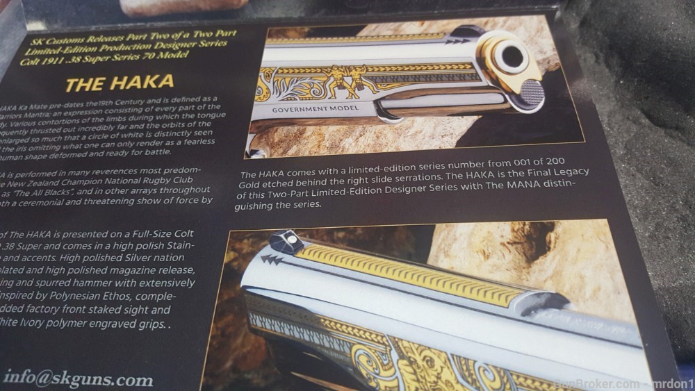 COLT 1911 38 SUPER CUSTOM HAKA THEME STAN CHEN MAG WELL FACTORY NEW -img-17