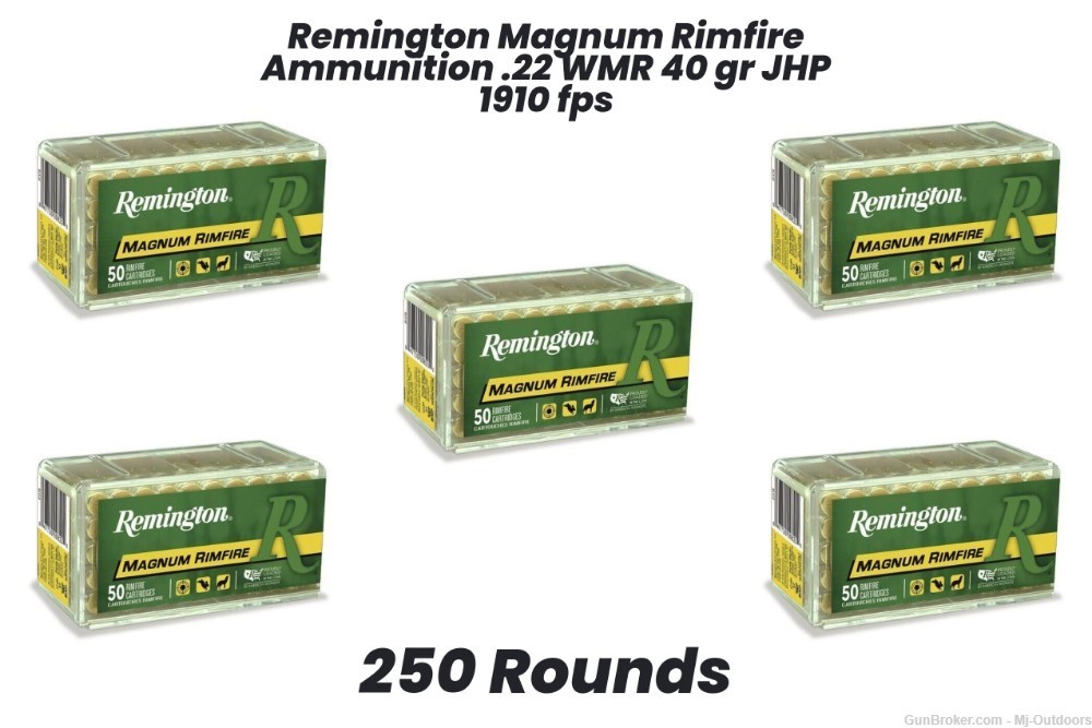 Remington Magnum Rimfire Ammunition .22 WMR 40 gr JHP 1910 fps 250rds-img-0