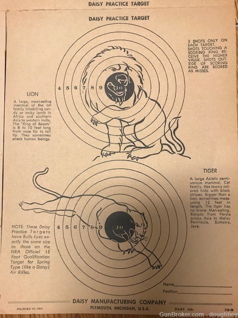 Daisy VINTAGE  Targets Plymouth, MI Lion Tiger Boar Lynx ORIGINAL-img-0