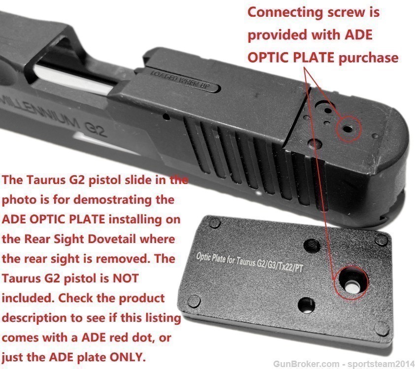 Taurus TX22,PT140,G2,PT709,PT740 Optic Plate for Vortex Venom/Viper Red Dot-img-7