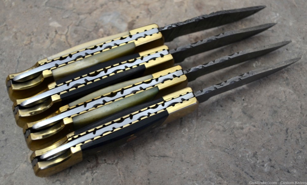 Damascus Steel Set of 4 Back LocK Pocket Knives Mix Handle (LT FK Mix)-img-7
