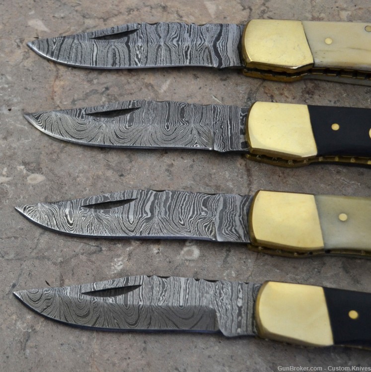 Damascus Steel Set of 4 Back LocK Pocket Knives Mix Handle (LT FK Mix)-img-2