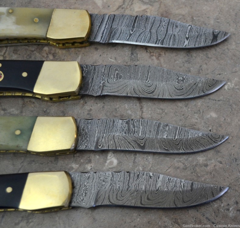 Damascus Steel Set of 4 Back LocK Pocket Knives Mix Handle (LT FK Mix)-img-5
