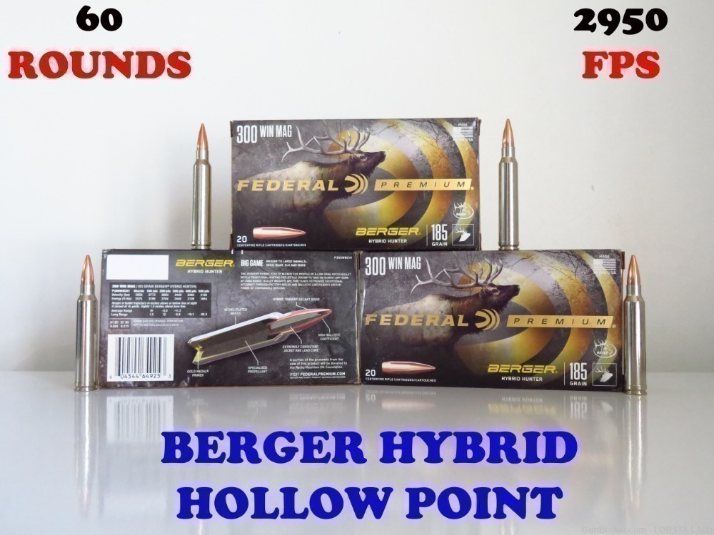 300 WIN MAG 185gr BERGER HYBRID HUNTER P300WBCH1-img-0