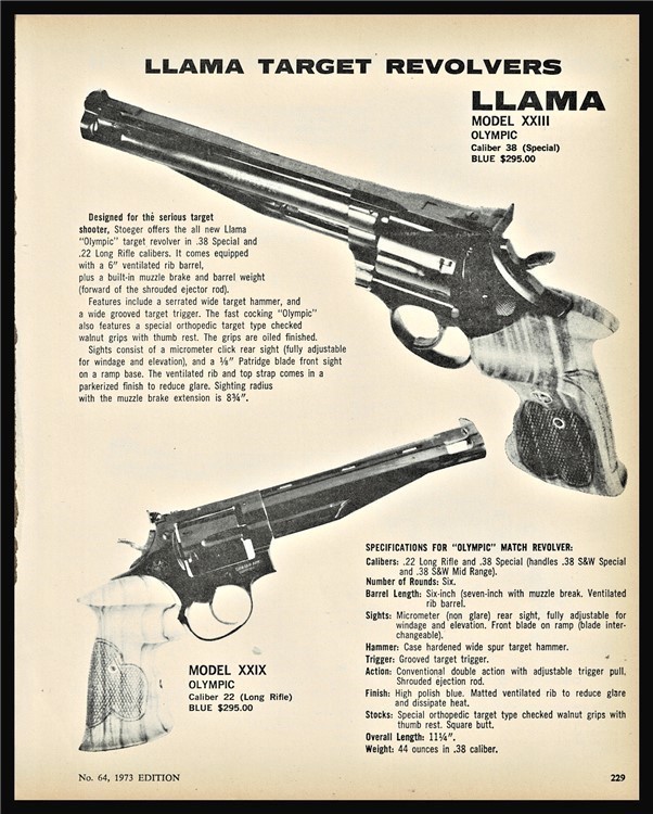 1973 LLAMA Olympic XXIII & XXIX Target REVOLVER AD-img-0