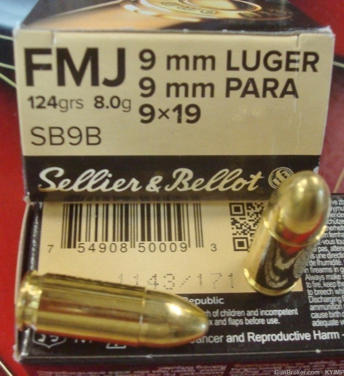 500 Sellier & Bellot 9mm FMJ 124 grain Factory NEW BRASS ammo-img-2