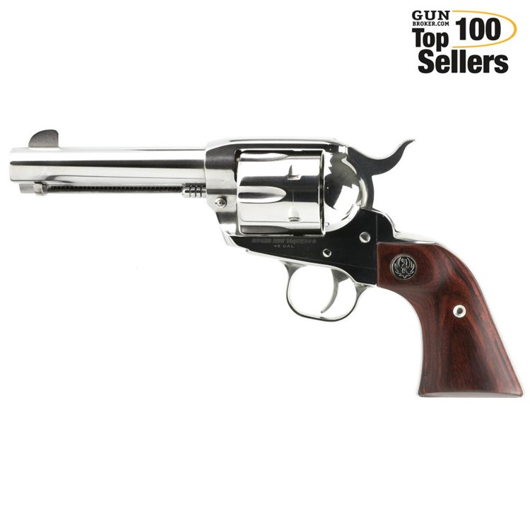 RUGER Vaquero 45 Colt 4.62in 6rd High-Gloss Stainless Revolver (5105)-img-0