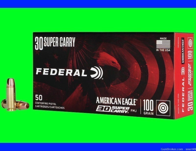 Federal American Eagle 30 SUPER CARRY 100 gr FMJ 50 Rd Box AE30SCA FRESH -img-0