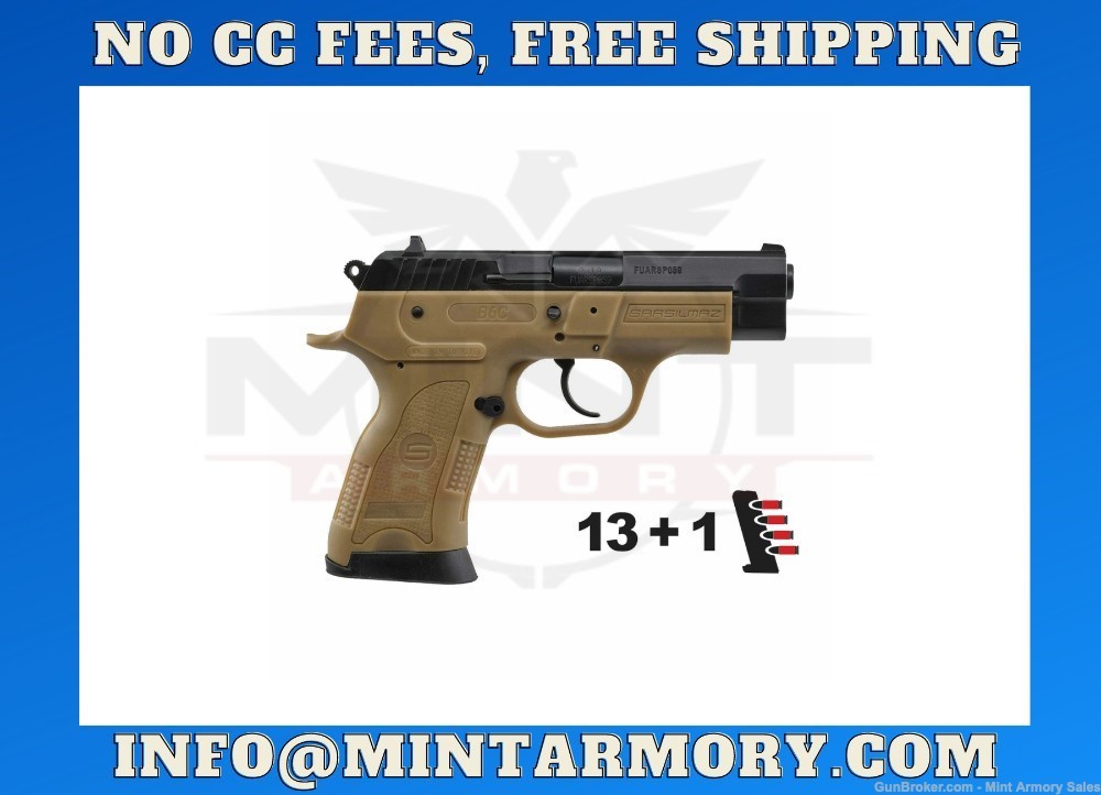 SAR B6C Compact FLAT DARK EARTH Body, 9mm Pistol, 13+1 | B69CFD-img-0