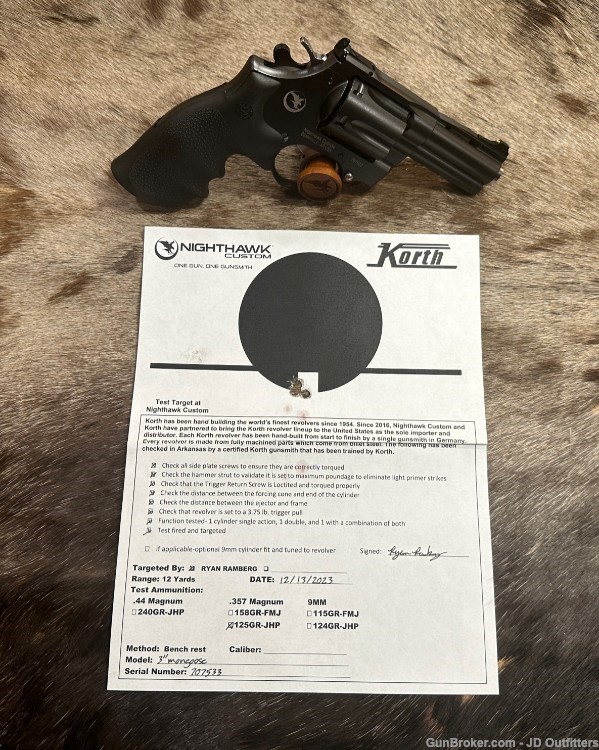 NEW KORTH MONGOOSE 357 MAGNUM 3" BARREL NIGHTHAWK CUSTOM-img-2