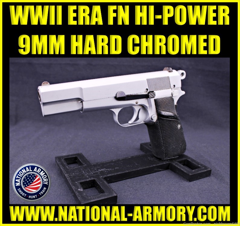 C&R FN BROWNING HI-POWER GERMAN ISSUE WWII 9MM HARD CHROME WaA140-img-0