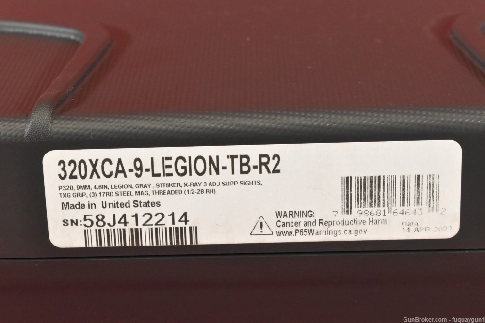 Sig P320 XCARRY Legion 9mm 4.6" 320XCA-9-LEGION-TB-R2 Optic Ready P320-img-10