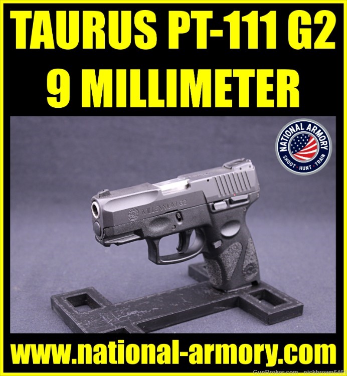 TAURUS PT-111 MILLENNIUM G2 9MM 3.25” BBL 12+1 CAP LIFE WARRANTY-img-0
