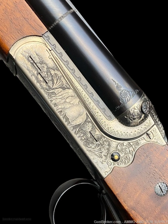 NEW-IN-BOX MERKEL 140A-EY LUX DOUBLE RIFLE GAME SCENE ENGRAVED - UNFIRED-img-0