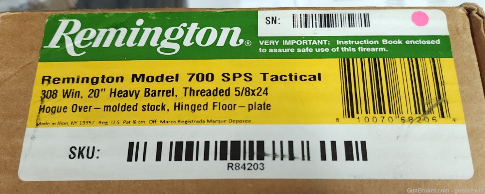 Remington 700 SPS Tactical Ghillie Green 308win 308 R84203 TB 20" Layaway-img-12