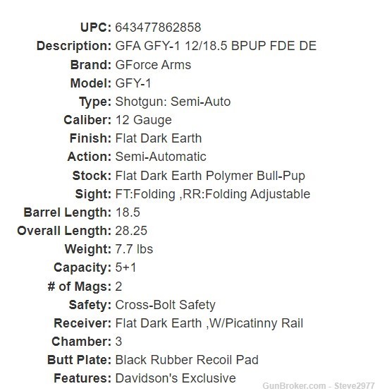 GForce Arms GFY-1 Semi-Auto Bullpup 12Ga. Shotgun -img-2