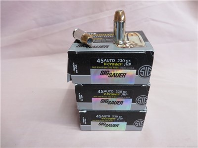 45acp AMMO 230gr  V-CROWN SIG SAUER ELITE PERFORMANCE AMMO 60 ROUNDS.
