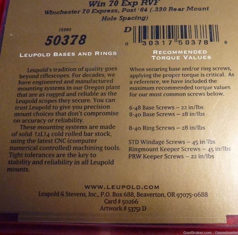 Leupold 2-Piece Rifle Scope Mount Base, Winchester 70 Exp Both Rev, 50378-img-3