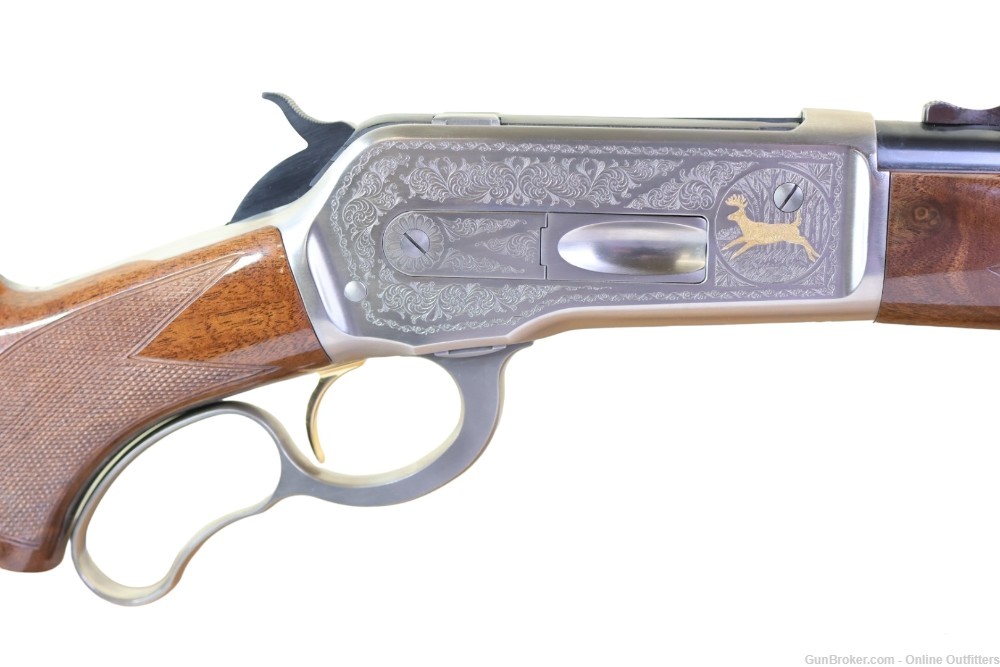 Browning 71 High Grade 348 Win Lever Action 20" Engraved 4+1 Walnut Stock-img-3