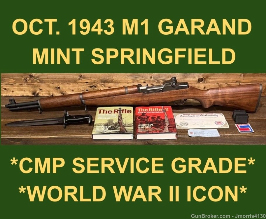 M1 GARAND 1943 SPRINGFIELD CMP SERVICE GRADE MINT BORE 0+ STRIKING GARAND -img-0