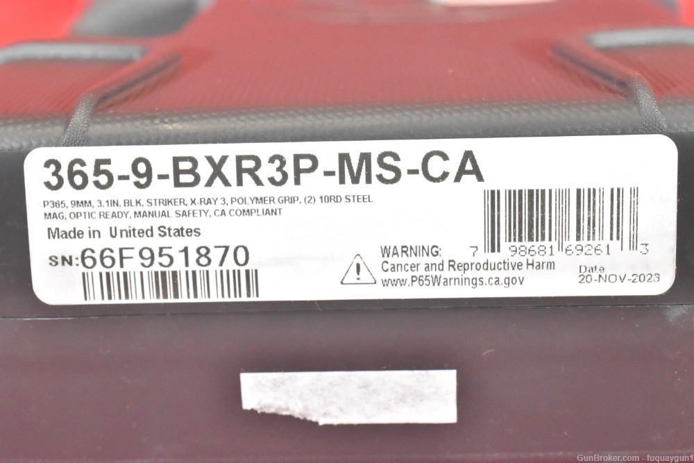 Sig P365 CA Legal 9mm 10rd 3.1" OR 365-9-BXR3P-MS-CA P365-P365-img-9