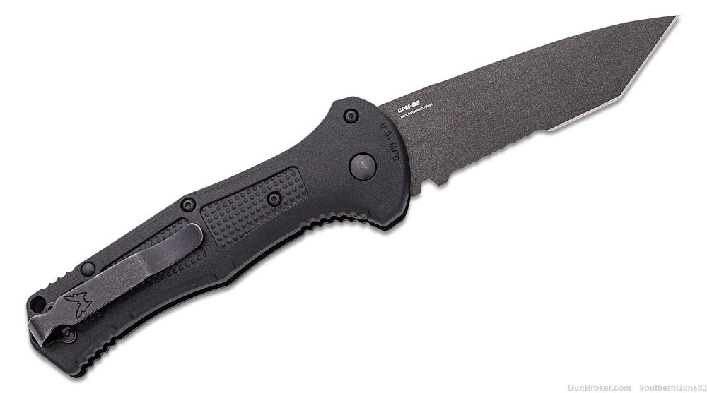 Benchmade 9071SBK Claymore AUTO Knife Cobalt Black Tanto Combo Blade #5-img-1