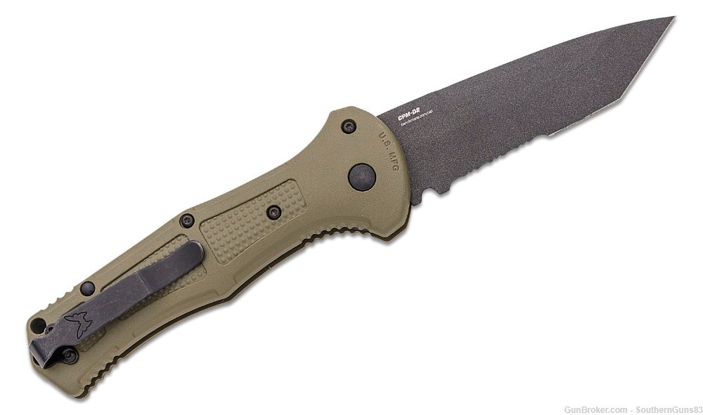 Benchmade 9071SBK-1 Claymore AUTO Knife Tanto Combo Blade #6-img-1