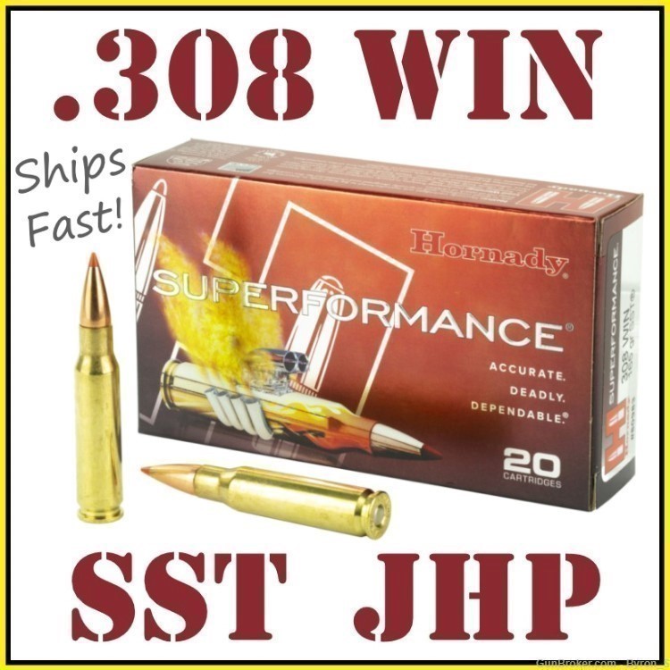 20rds Hornady Superformance™ SST .308 Win 150gr BT JHP 80933 HP FAST SHIP-img-0