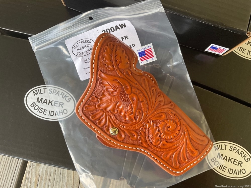 Milt Sparks 200AW, Hand Carved/Tooled, S&W 4” N frame, New-img-0