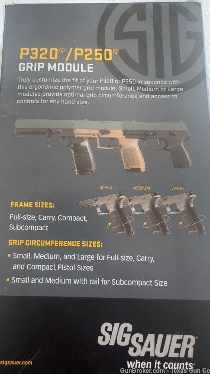 Sig Sauer P320 P250 Grip Module 45 ACP 1st Gen GRIP-MOD-C-45-SM-FDE NEW-img-2