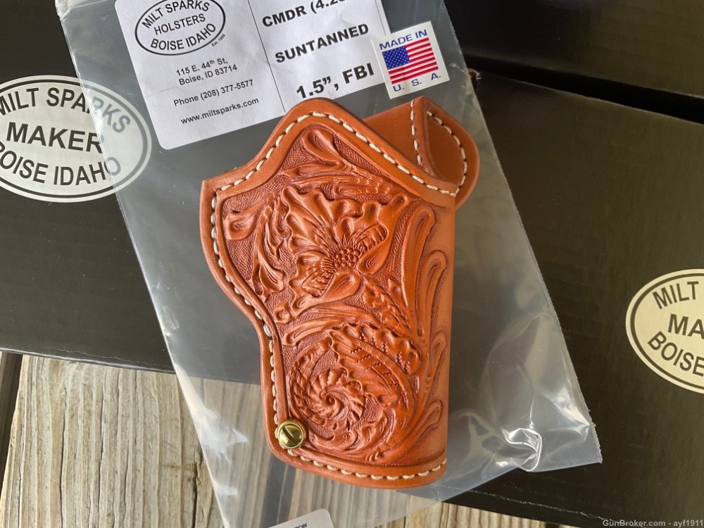 Milt Sparks 1AT, Hand Carved/Tooled, Commander, New!-img-0