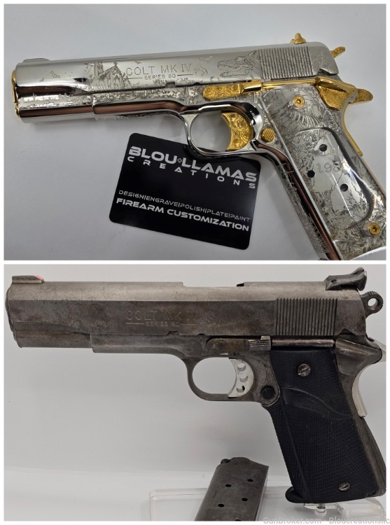 24k Gold & Nickel Plated Custom Restored 1986 Colt 1911 -img-9