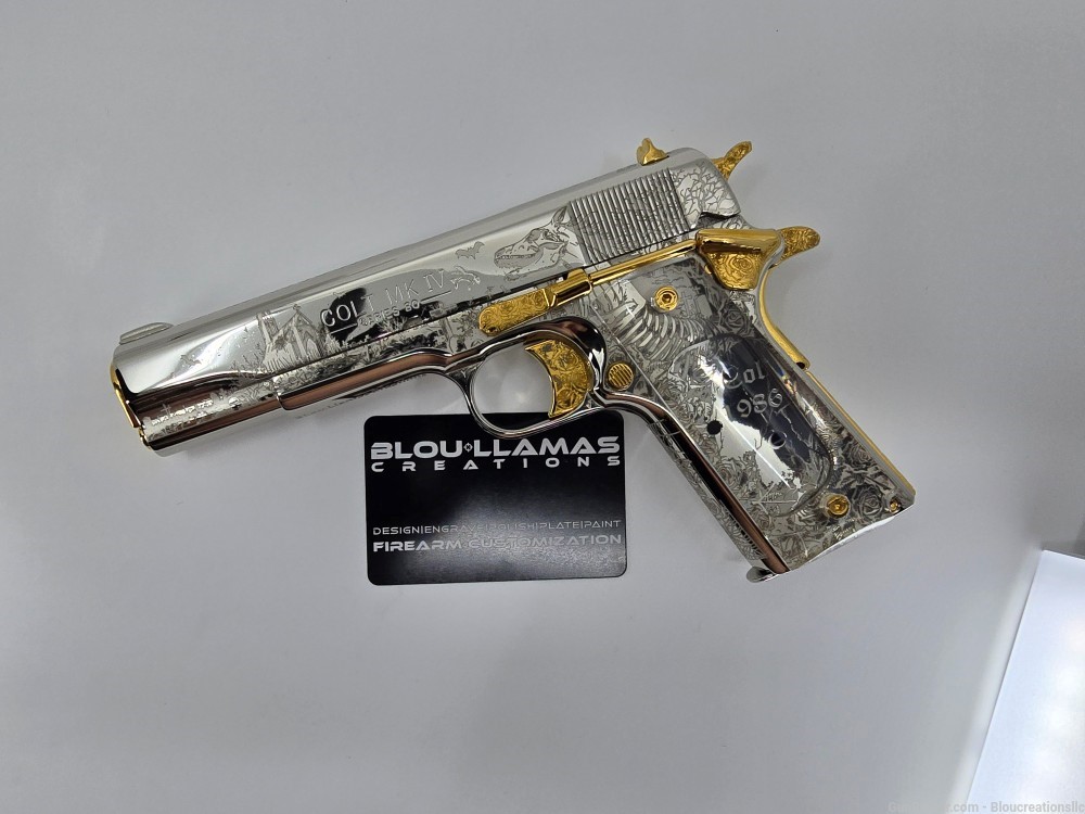 24k Gold & Nickel Plated Custom Restored 1986 Colt 1911 -img-8