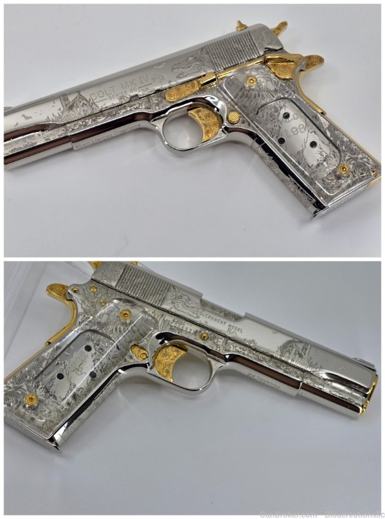 24k Gold & Nickel Plated Custom Restored 1986 Colt 1911 -img-10