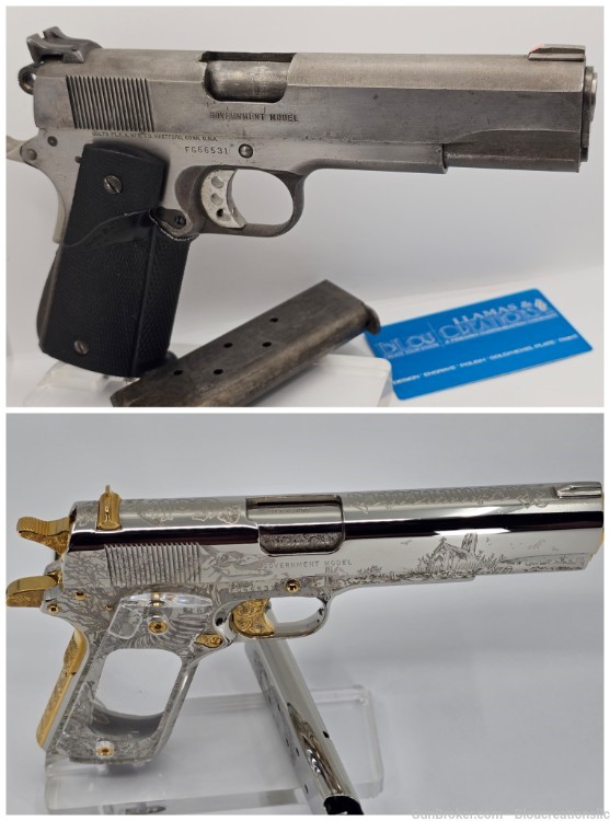 24k Gold & Nickel Plated Custom Restored 1986 Colt 1911 -img-11