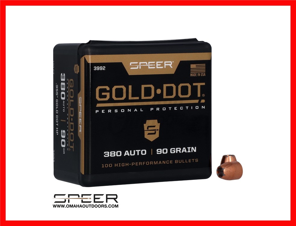 Speer Gold Dot 9mm 90 Grain Bullets 100ct 3992-img-0