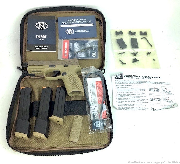 NIB FN 509 Tactical Unfired 9mm Desert Sand Handgun-Case-Extras-img-0