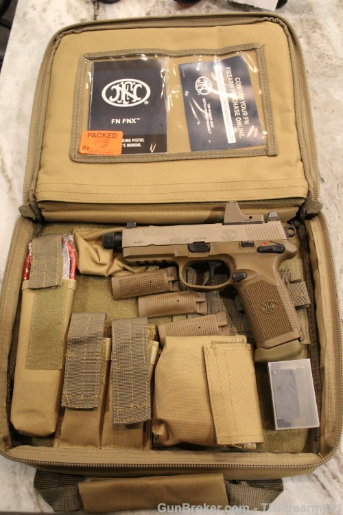 FNH Fnx-45 FDE .45 acp Tactical threaded w/ Trijicon RMR & original case-img-0